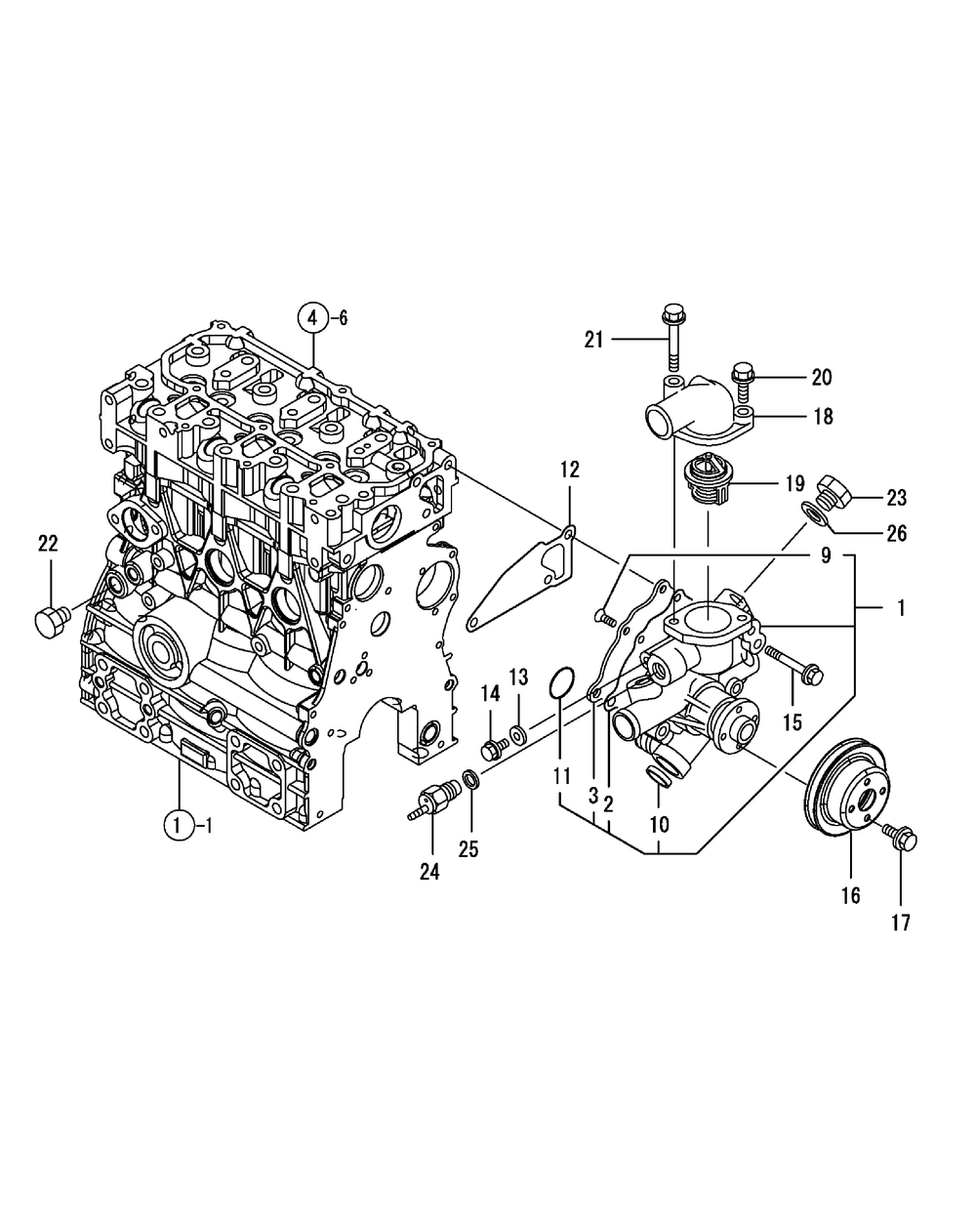 Yanmar Engine Cooling Water System Diagram and Parts List for 46G 4X4-1I029Z-1H020Z-37BKD710 Cub Cadet Lawn Tractor Accessories